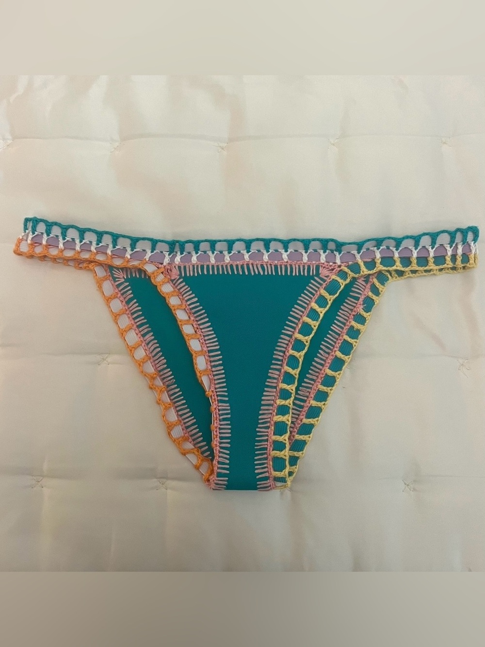 KIINI Teal Crochet-Trim Bikini Set - Picture 4 of 8